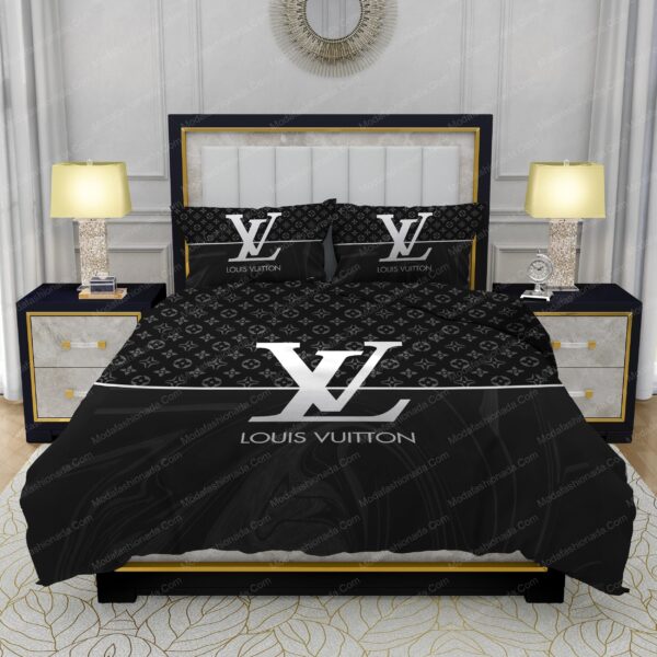 Black And White Veinstone Louis Vuitton Bedding Sets