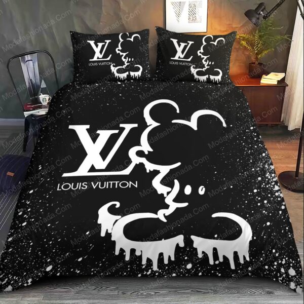 Black Mickey Mouse Louis Vuitton Bedding Sets - Image 2