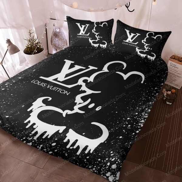Black Mickey Mouse Louis Vuitton Bedding Sets - Image 3