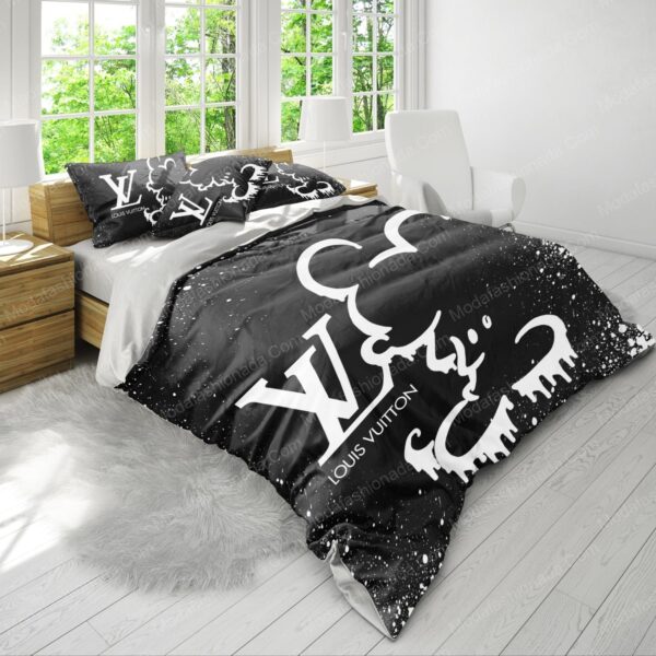 Black Mickey Mouse Louis Vuitton Bedding Sets - Image 4