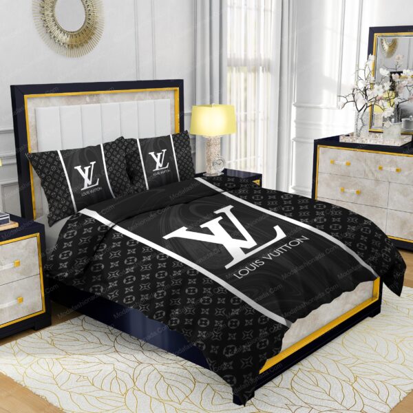 Black Veinstone Louis Vuitton Bedding Sets - Image 2