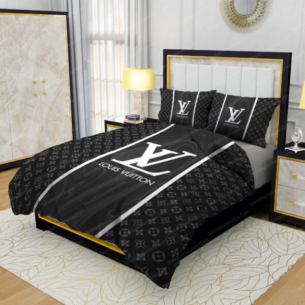 Black Veinstone Louis Vuitton Bedding Sets - Image 3