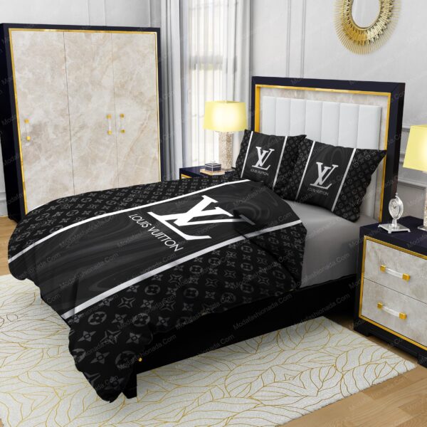 Black Veinstone Louis Vuitton Bedding Sets - Image 4