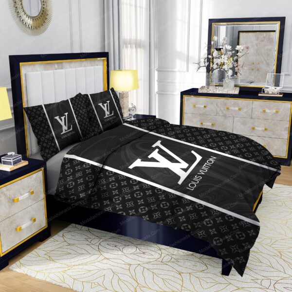 Black Veinstone Louis Vuitton Bedding Sets - Image 5