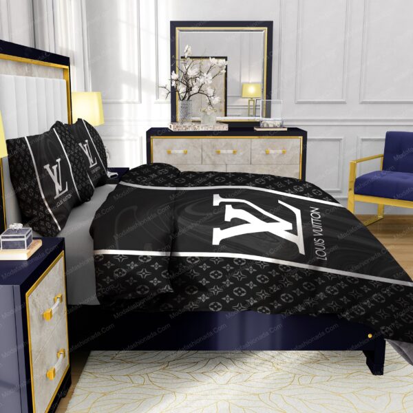 Black Veinstone Louis Vuitton Bedding Sets - Image 7