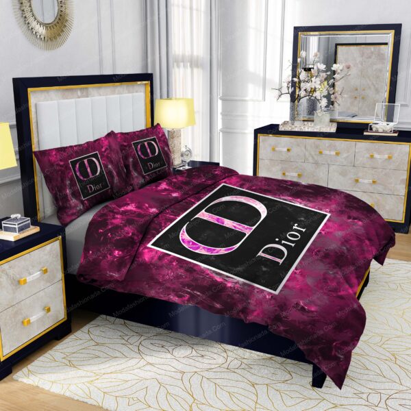 Dior Striking Pink And Black Luxurious Bedding Sets - Image 3