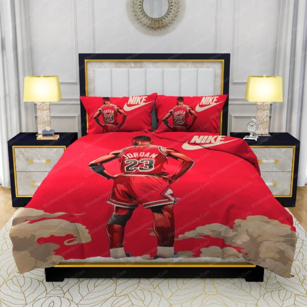 Famous Nike Air Jordan 23 Red Background Design & Quality Comfortable 4 Pieces Bedding Sets