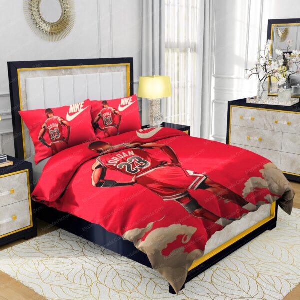 Famous Nike Air Jordan 23 Red Background Design & Quality Comfortable 4 Pieces Bedding Sets - Image 2