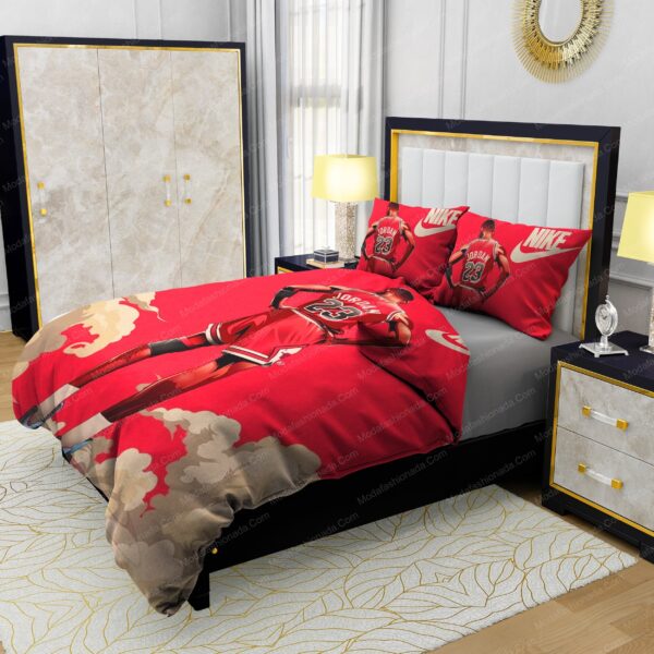Famous Nike Air Jordan 23 Red Background Design & Quality Comfortable 4 Pieces Bedding Sets - Image 4