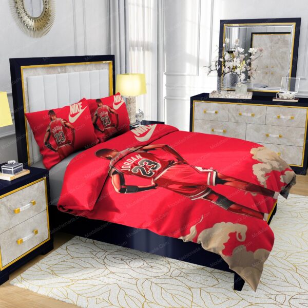 Famous Nike Air Jordan 23 Red Background Design & Quality Comfortable 4 Pieces Bedding Sets - Image 5
