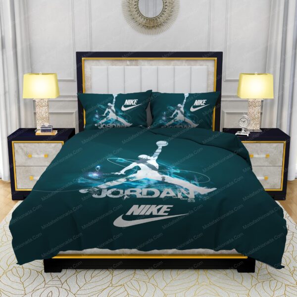 Famous Nike Air Jordan Moss Green Background Bedding Sets