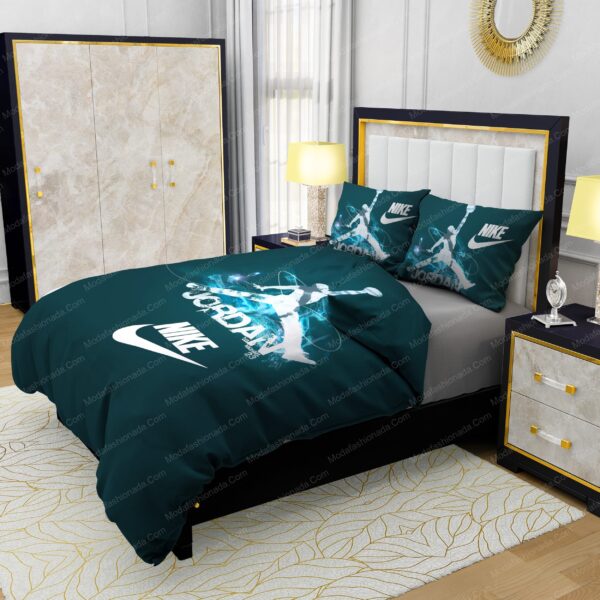 Famous Nike Air Jordan Moss Green Background Bedding Sets - Image 4