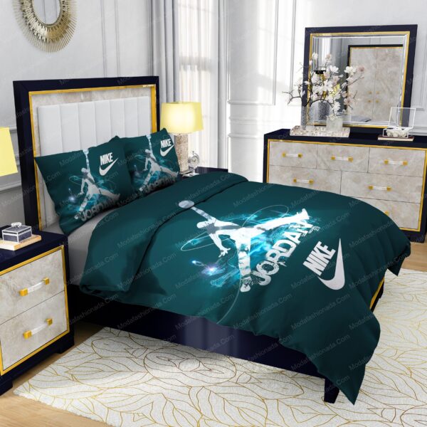 Famous Nike Air Jordan Moss Green Background Bedding Sets - Image 5