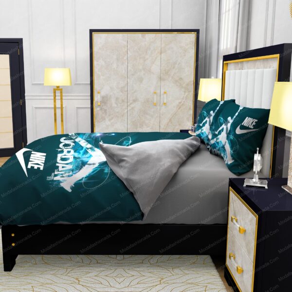 Famous Nike Air Jordan Moss Green Background Bedding Sets - Image 6