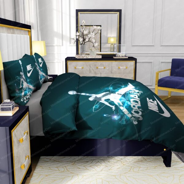 Famous Nike Air Jordan Moss Green Background Bedding Sets - Image 7