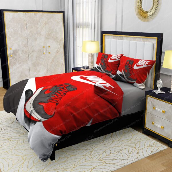Famous Nike Air Jordan Red Background Design & Quality Comfortable 4 Pieces Bedding Sets - Image 4