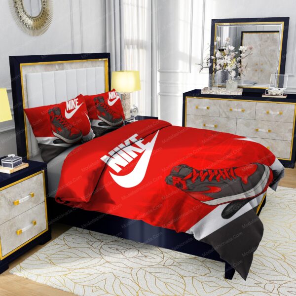 Famous Nike Air Jordan Red Background Design & Quality Comfortable 4 Pieces Bedding Sets - Image 5