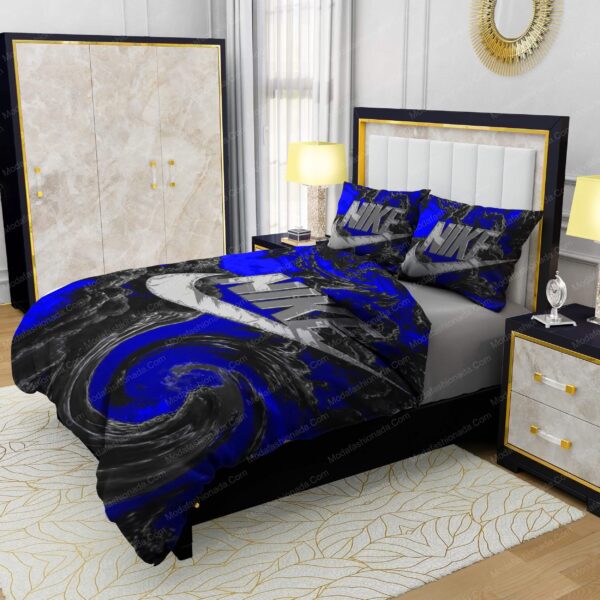 Famous Nike Design Navy and black Silk Material Soft & Quality Comfortable 4 Pieces Bedding Sets - Image 4