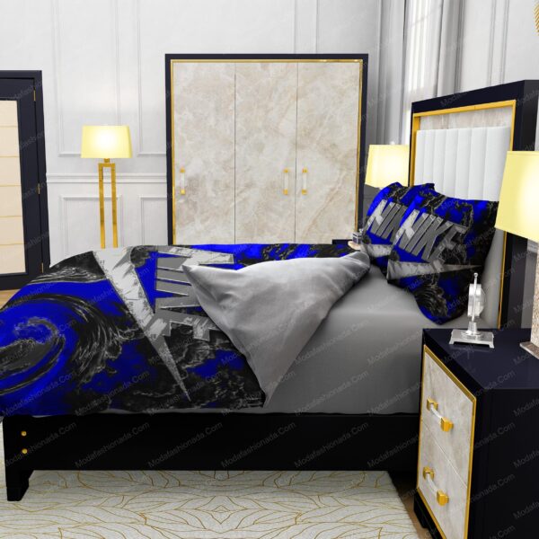 Famous Nike Design Navy and black Silk Material Soft & Quality Comfortable 4 Pieces Bedding Sets - Image 6