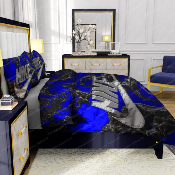 Famous Nike Design Navy and black Silk Material Soft & Quality Comfortable 4 Pieces Bedding Sets - Image 7