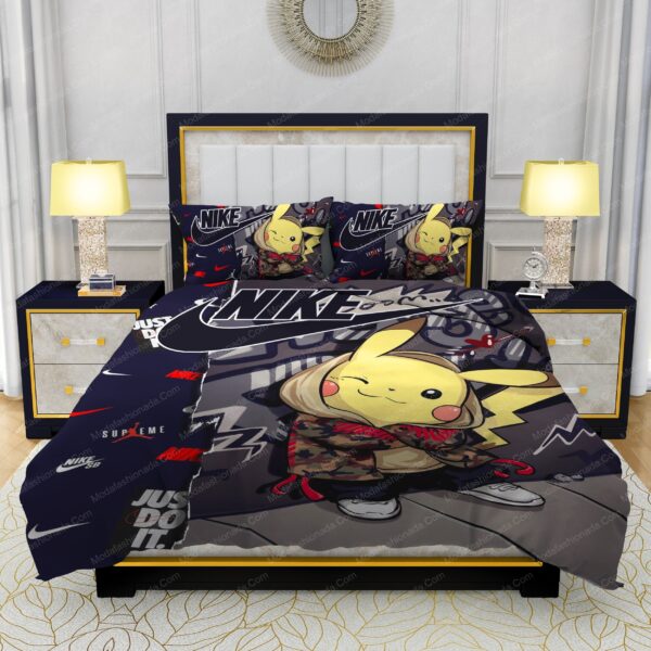 Famous Nike Supreme Pokemon Pikachu Design & Quality Comfortable 4 Pieces Bedding Sets