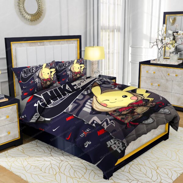 Famous Nike Supreme Pokemon Pikachu Design & Quality Comfortable 4 Pieces Bedding Sets - Image 2