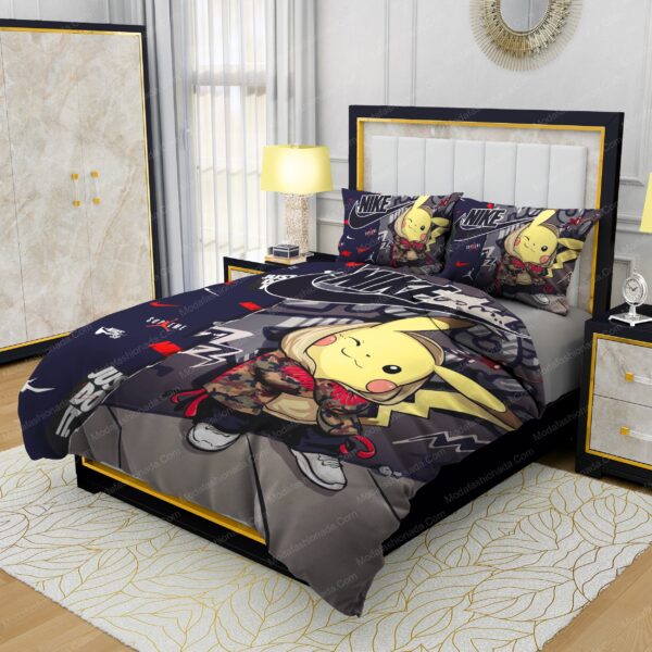 Famous Nike Supreme Pokemon Pikachu Design & Quality Comfortable 4 Pieces Bedding Sets - Image 3