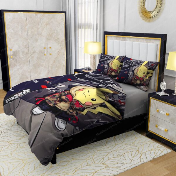 Famous Nike Supreme Pokemon Pikachu Design & Quality Comfortable 4 Pieces Bedding Sets - Image 4