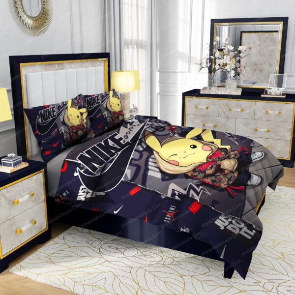 Famous Nike Supreme Pokemon Pikachu Design & Quality Comfortable 4 Pieces Bedding Sets - Image 5