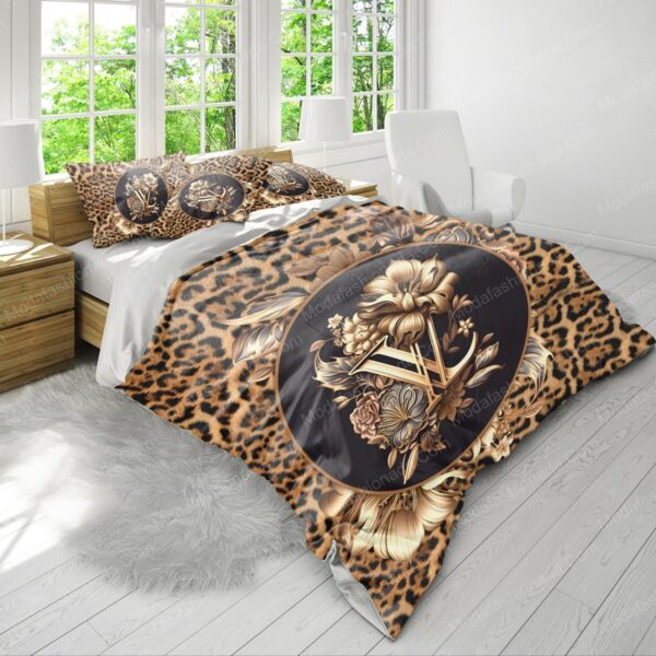 Flowers And Leopard Pattern Louis Vuitton Bedding Sets - Image 4