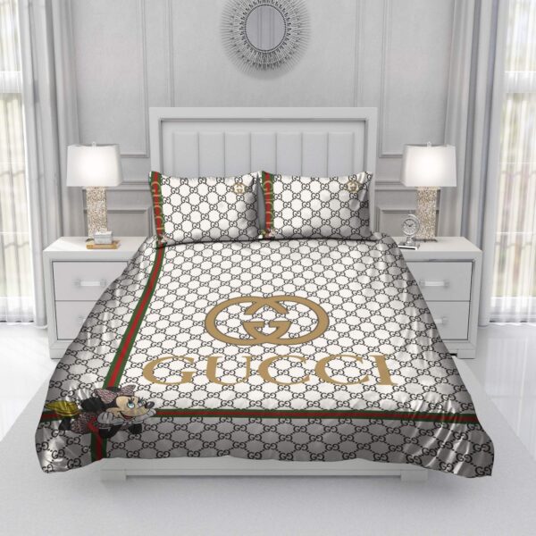 Gold Gucci Mickey Mouse Bedding Sets - Image 3