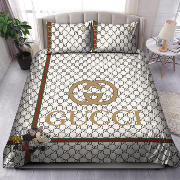 Gold Gucci Mickey Mouse Bedding Sets - Image 4