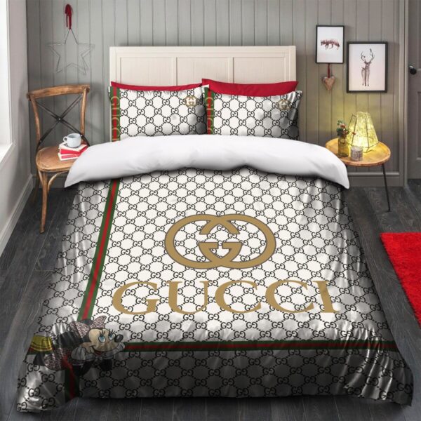 Gold Gucci Mickey Mouse Bedding Sets - Image 5
