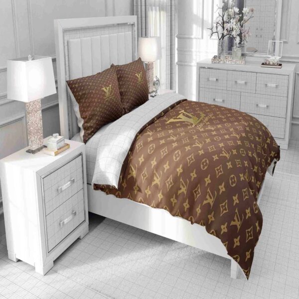 Gold Louis Vuitton Symbol Logo Bedding Sets - Image 7