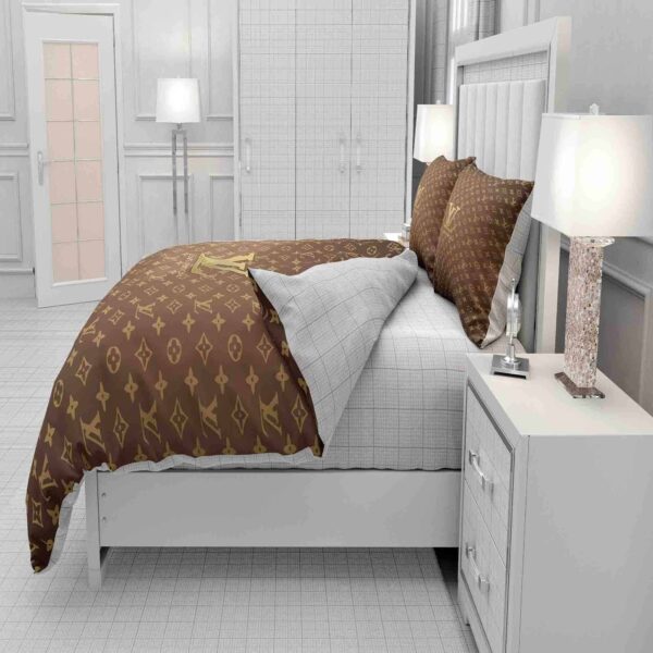 Gold Louis Vuitton Symbol Logo Bedding Sets - Image 9
