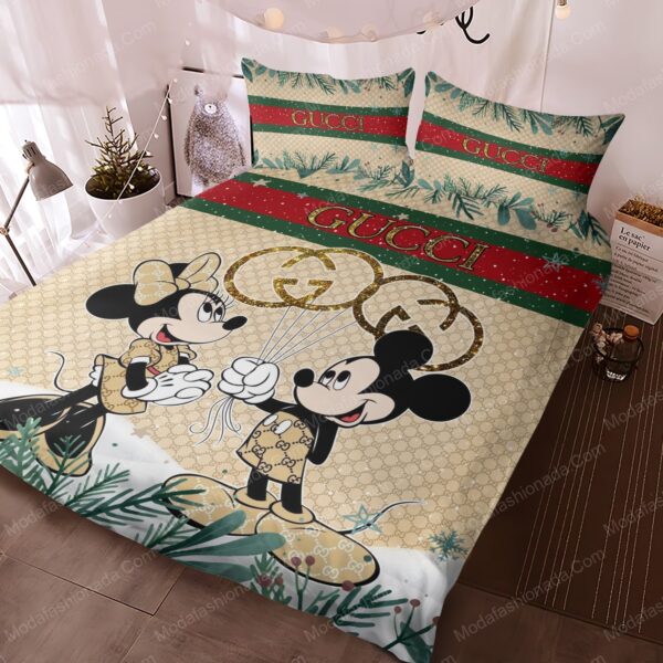 Gucci Couple Disney Mickey Christmas Bedding Sets - Image 3