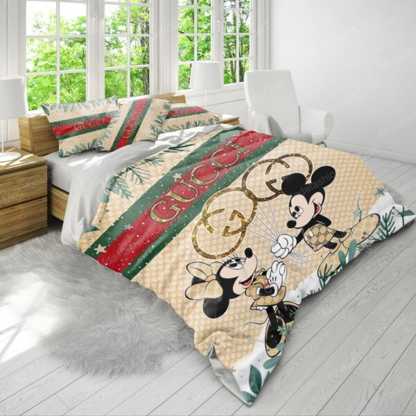 Gucci Couple Disney Mickey Christmas Bedding Sets - Image 4