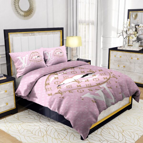 Lips With Louis Vuitton Pattern Bedding Sets - Image 2