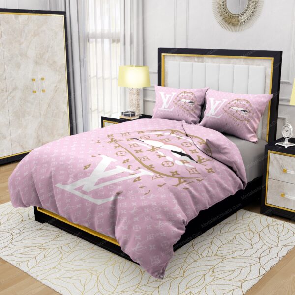 Lips With Louis Vuitton Pattern Bedding Sets - Image 3