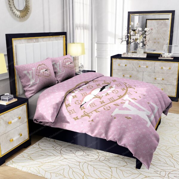 Lips With Louis Vuitton Pattern Bedding Sets - Image 5
