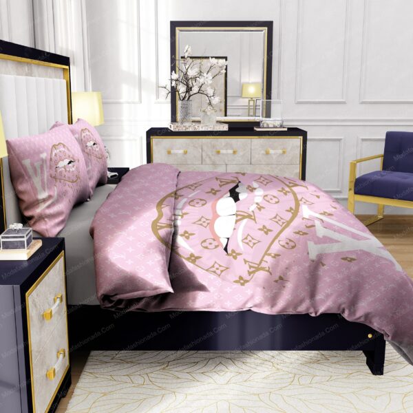 Lips With Louis Vuitton Pattern Bedding Sets - Image 7