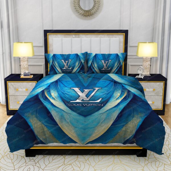 Louis Vuitton Blue Abstract Background Bedding Sets
