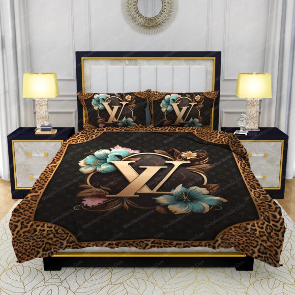 Louis Vuitton Flowers Leopard Pattern Bedding Sets
