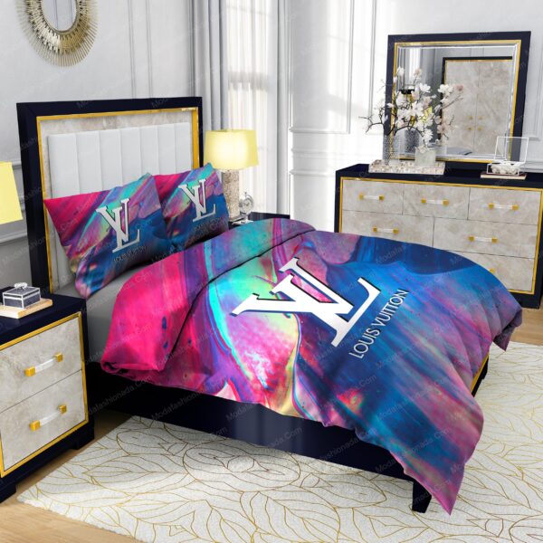 Louis Vuitton Paint Smudge Textured Background Bedding Sets - Image 5