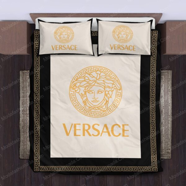 Luxury Versace White Yellow Logo Brands 13 Bedding Set - Image 2