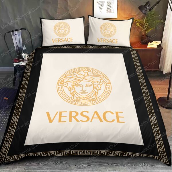 Luxury Versace White Yellow Logo Brands 13 Bedding Set - Image 3