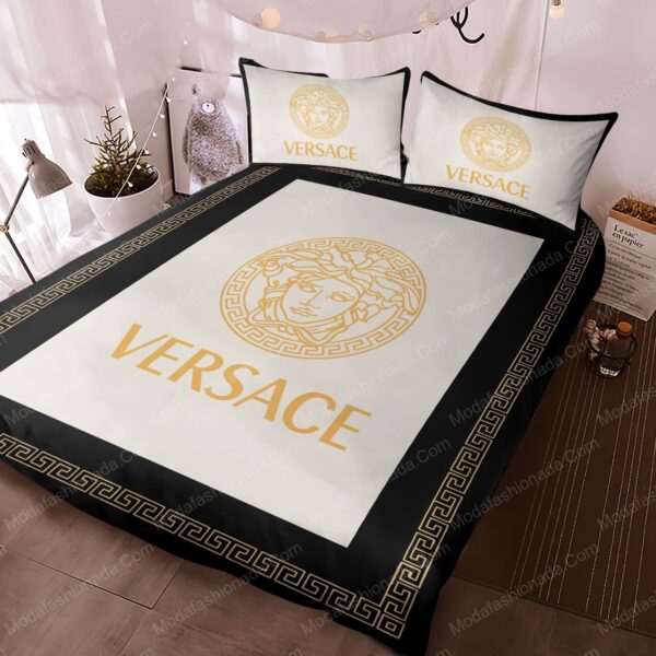 Luxury Versace White Yellow Logo Brands 13 Bedding Set - Image 4