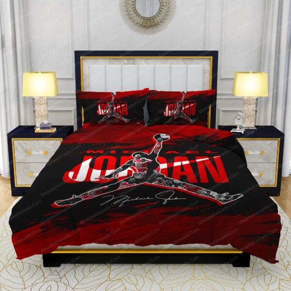 Michael Jordan Nike Red And Black Background Bedding Sets