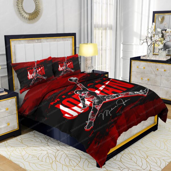 Michael Jordan Nike Red And Black Background Bedding Sets - Image 2