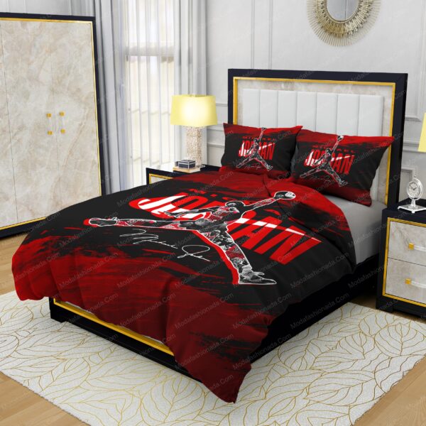 Michael Jordan Nike Red And Black Background Bedding Sets - Image 3